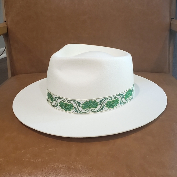 Lack Of Color White Hat with Green Band - Picture 6 of 14